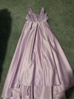 Girls' Lavender Satin Party Dress with Embellished Bodice